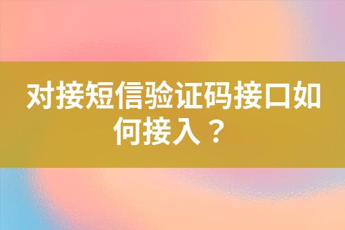 對接短信驗(yàn)證碼接口如何接入？